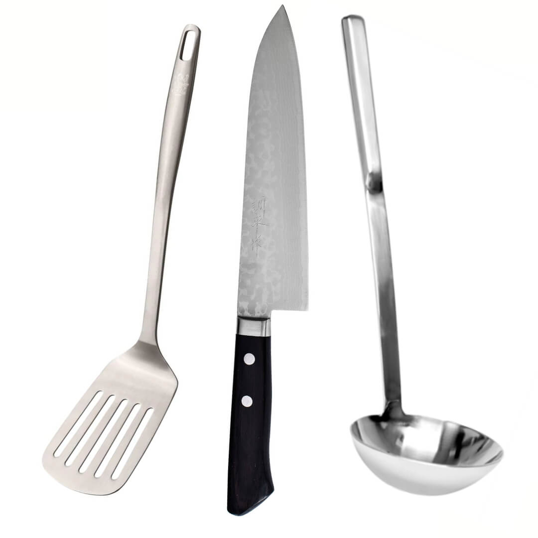 Knives, ladles, spatulas, scissors, openers